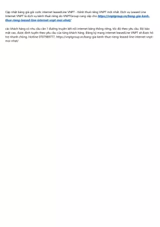 Bang gia Kenh thue rieng, leased line internet VNPT GROUP