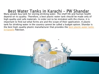 Water Tanks in Karachi