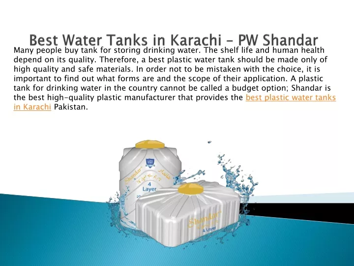 best water tanks in karachi pw shandar