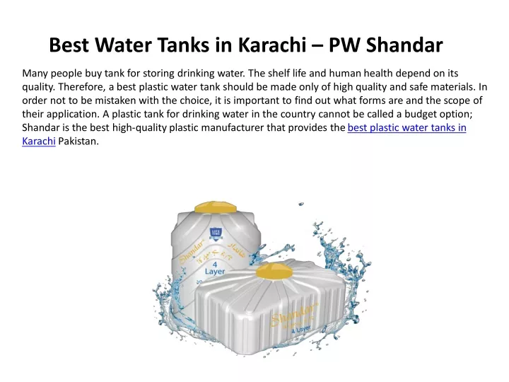 best water tanks in karachi pw shandar many