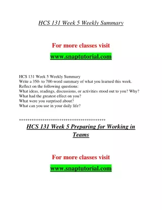 HCS 131 Enthusiastic Learning / snaptutorial.com