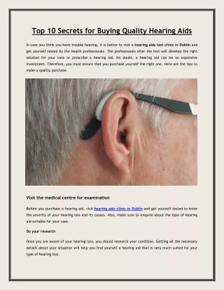 Top 10 Secrets for Buying Quality Hearing Aids