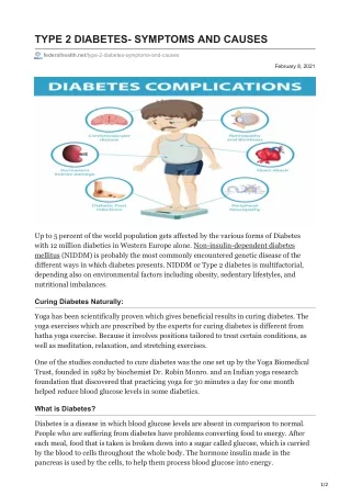 Type 2 Diabetes- Symptoms and Causes | Federal Health
