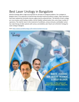 best laser urology in bangalore world of urology