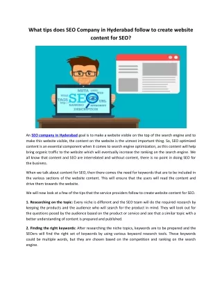 what tips does seo company in hyderabad follow