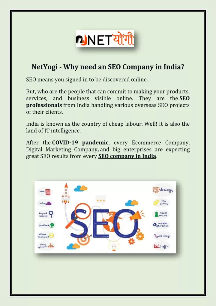 netyogi why need an seo company in india