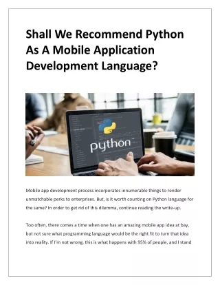 Shall We Recommend Python As A Mobile Application Development Language?