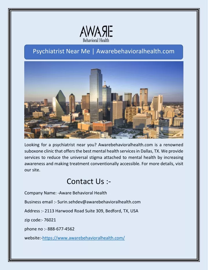 psychiatrist near me awarebehavioralhealth com