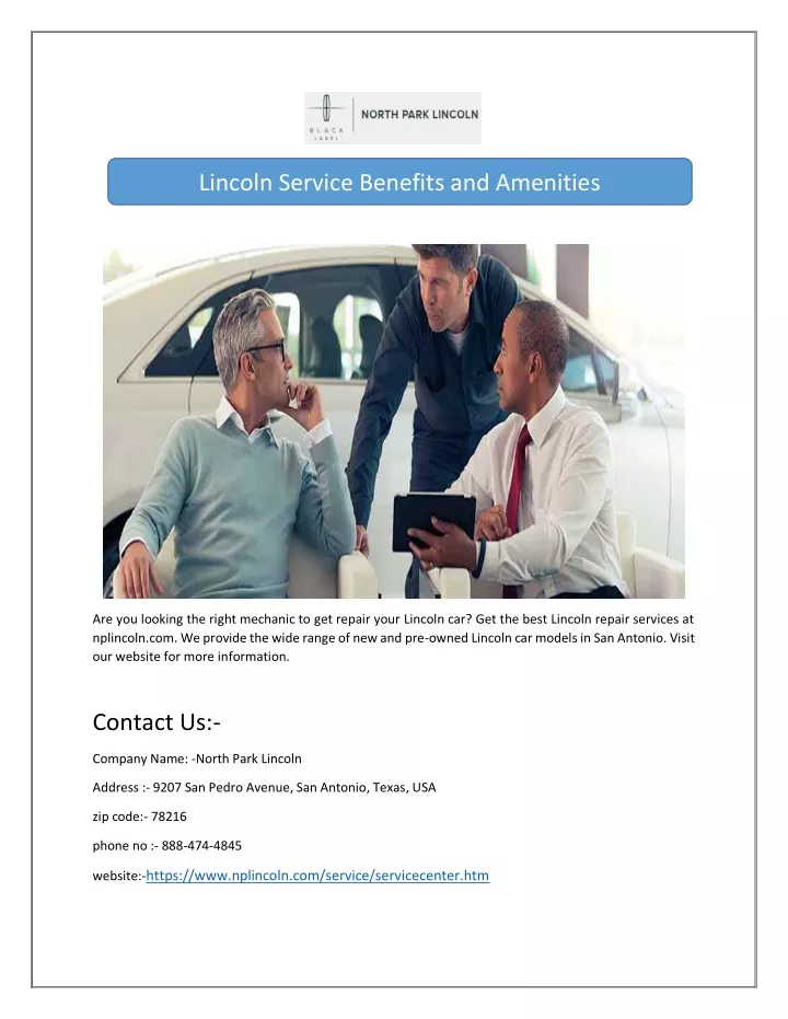 lincoln service benefits and amenities