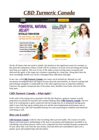 IS CBD Turmeric Canada Scam?! Starter" Product, Best Deal, Read Benefits and Buy Now!