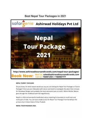 Best Agent for Nepal Tour Packages in 2021 | Nepal Tour Operators
