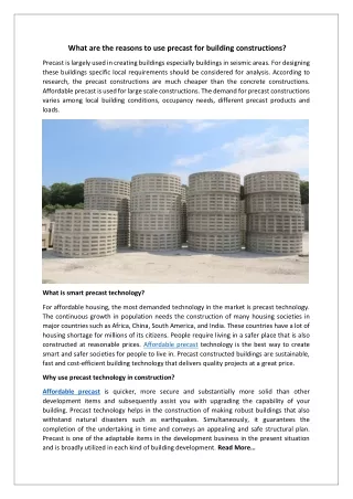 What are the reasons to use precast for building constructions