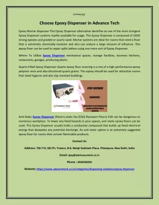 choose epoxy dispenser in advance tech
