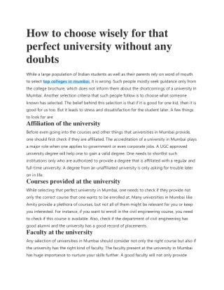 how to choose wisely for that perfect university