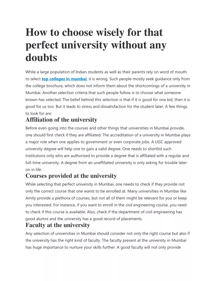 how to choose wisely for that perfect university