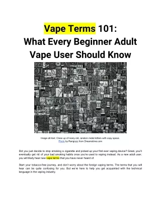 Vape Terms 101: What Every Beginner Adult Vape User Should Know
