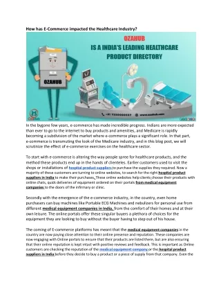 how has e commerce impacted the healthcare