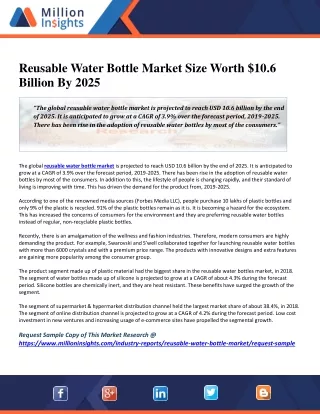 reusable water bottle market size worth