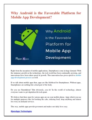 why android is the favorable platform for mobile