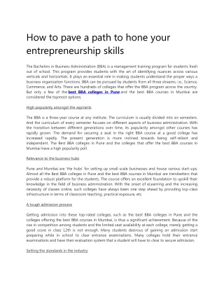 how to pave a path to hone your entrepreneurship