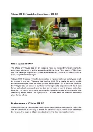 vytalyze cbd oil update benefits and uses