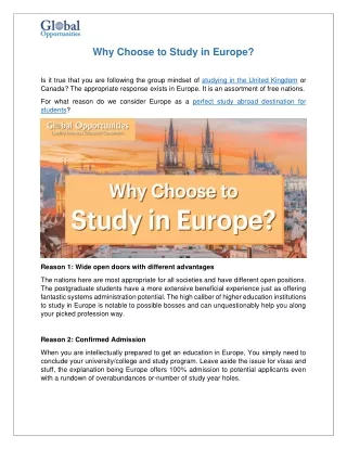 why choose to study in europe