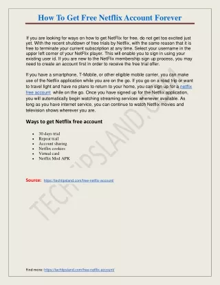 Netflix free account /  How get Netflix for free