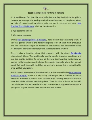 best boarding school for girls in haryana