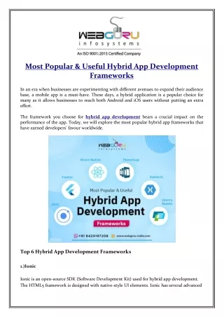 most popular useful hybrid app development