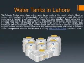 Plastic Water Tanks in Lahore