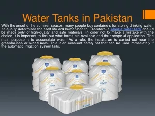 Plastic Water tanks in Pakistan