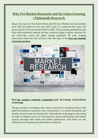 Why Pet Market Research and Its Value Growing - Philomath Research