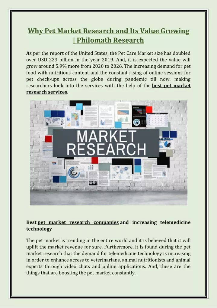 why pet market research and its value growing