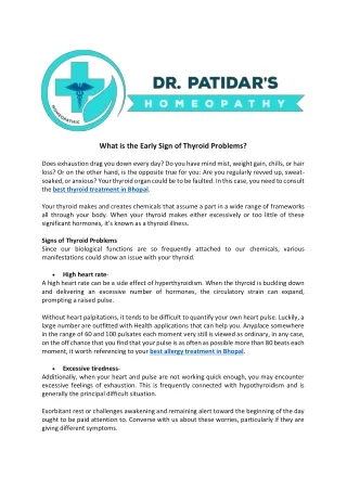 what is the early sign of thyroid problems