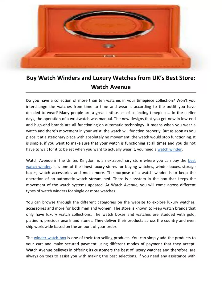 buy watch winders and luxury watches from