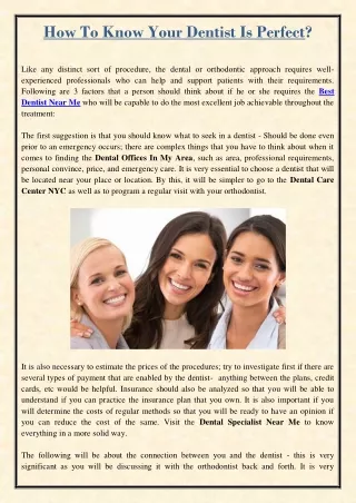 how to know your dentist is perfect