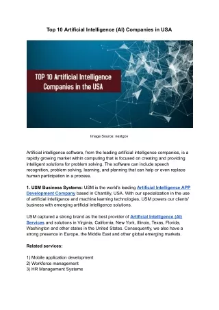 top 10 artificial intelligence ai companies in usa