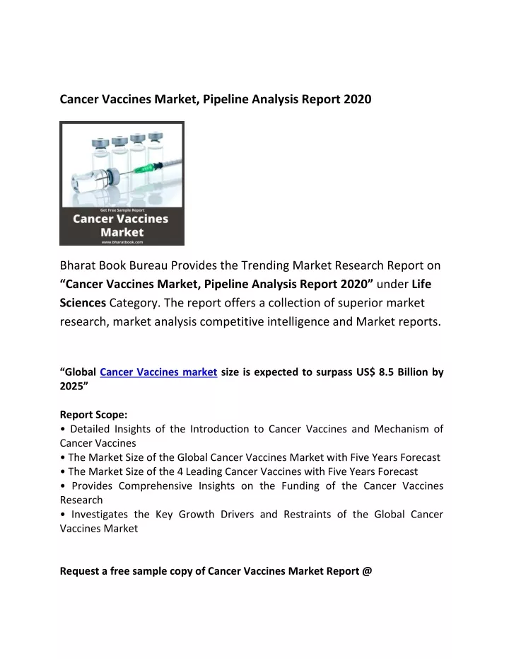 cancer vaccines market pipeline analysis report