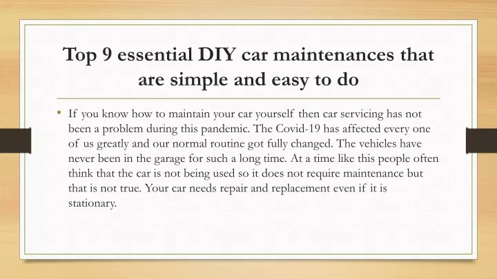 top 9 essential diy car maintenances that are simple and easy to do