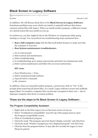 black screen in legacy software