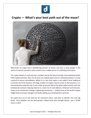 Crypto — What’s your best path out of the maze?