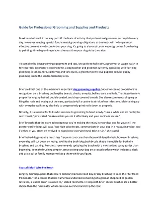 Guide for Professional Grooming Supplies and Products