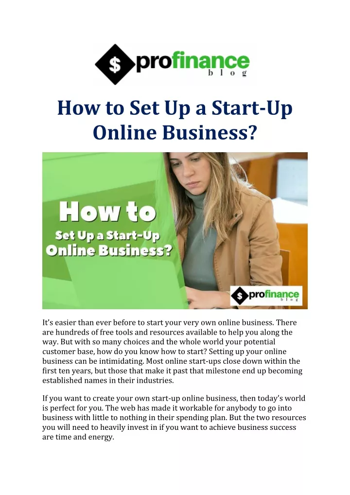 how to set up a start up online business