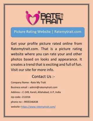 Picture Rating Website | Ratemytrait.com