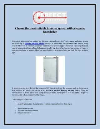 choose the most suitable inverter system with