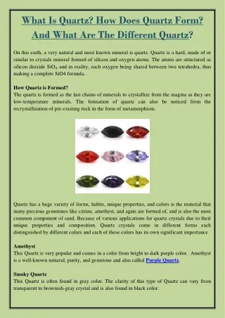 what is quartz how does quartz form and what