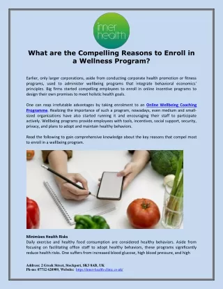 What are the Compelling Reasons to Enroll in a Wellness Program?