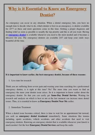 why is it essential to know an emergency dentist
