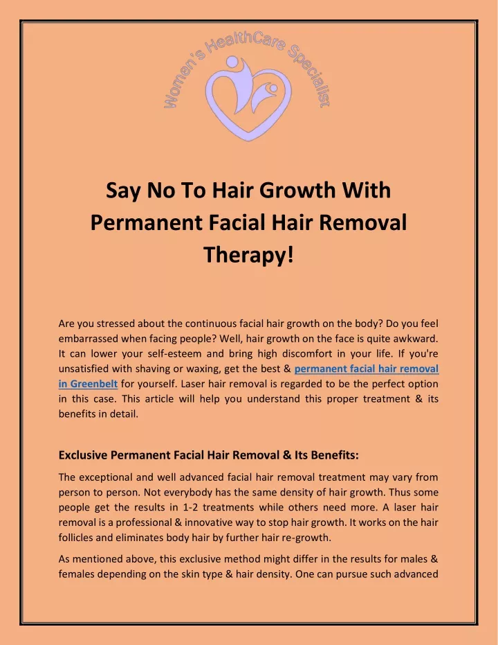 say no to hair growth with permanent facial hair