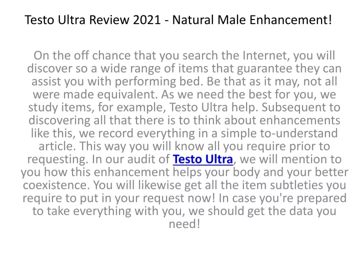 testo ultra review 2021 natural male enhancement